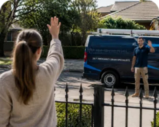 Plumber leaving a completed job in Killarney Heights
